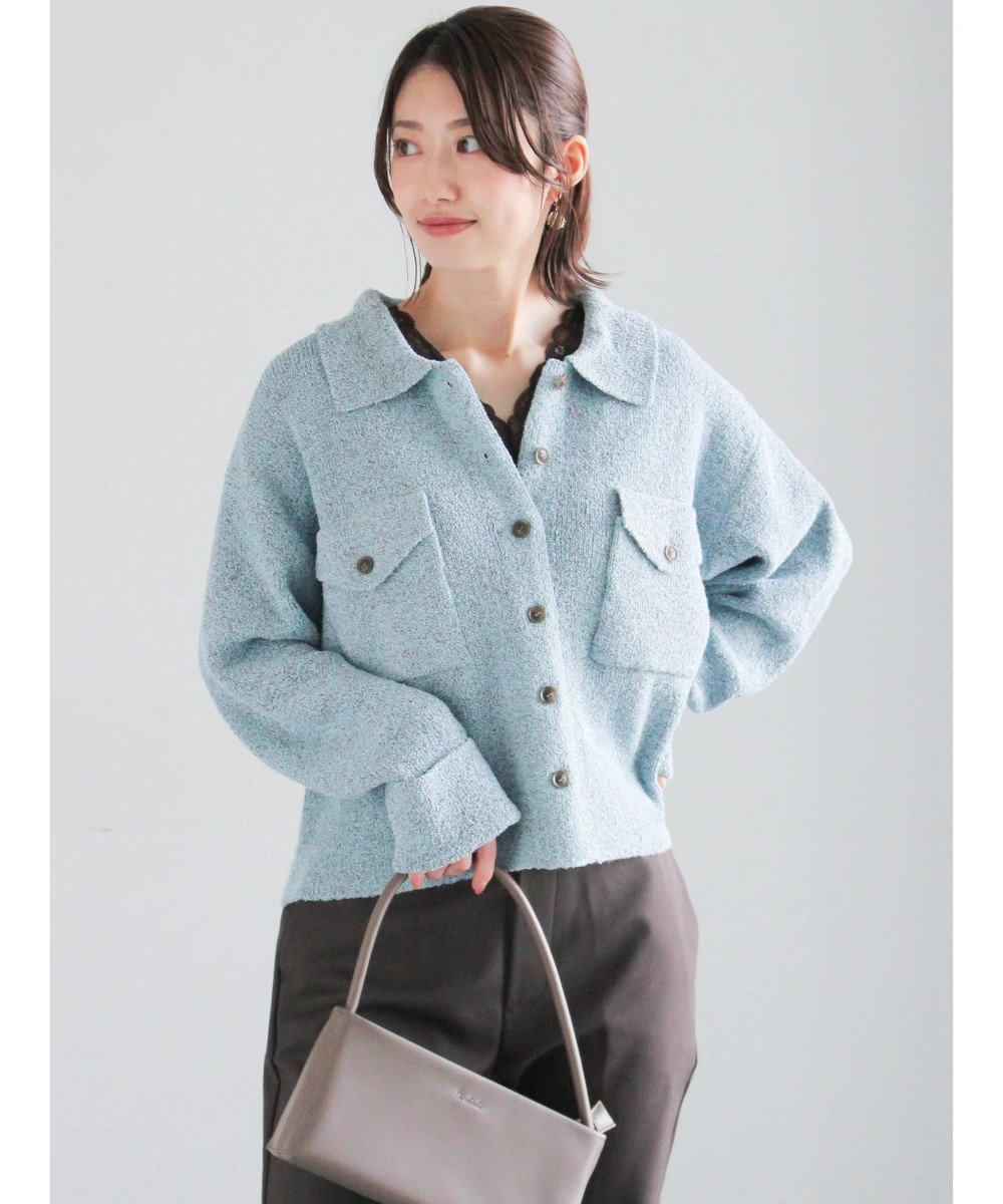 Te chichi メランジ衿ニットジャケット 