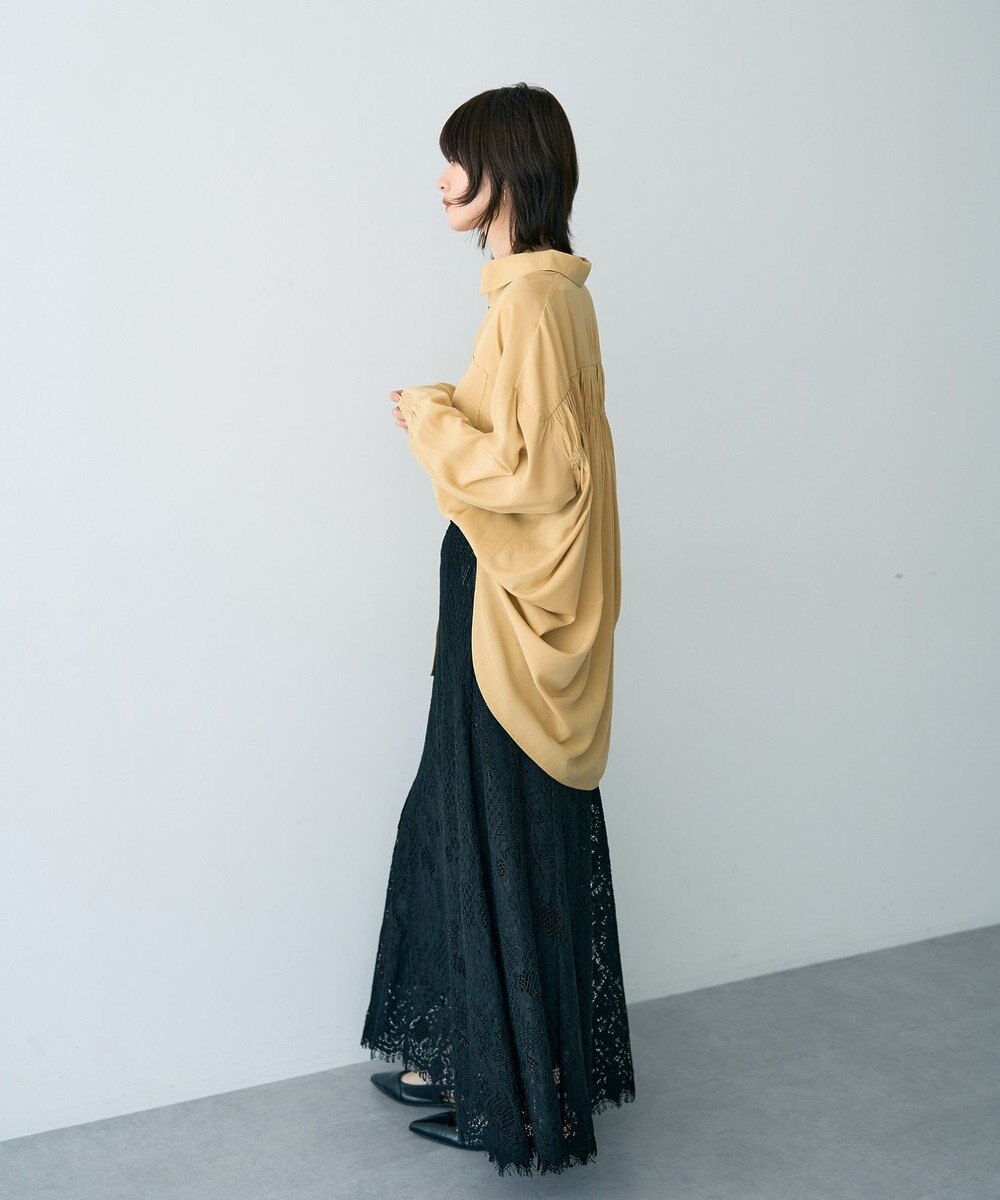 YECCA VECCA バックギャザーロングシャツ 