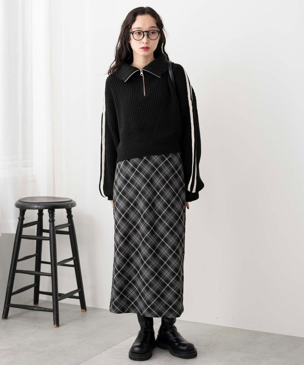 WEGO 2ラインハーフジップニットプルオーバー 