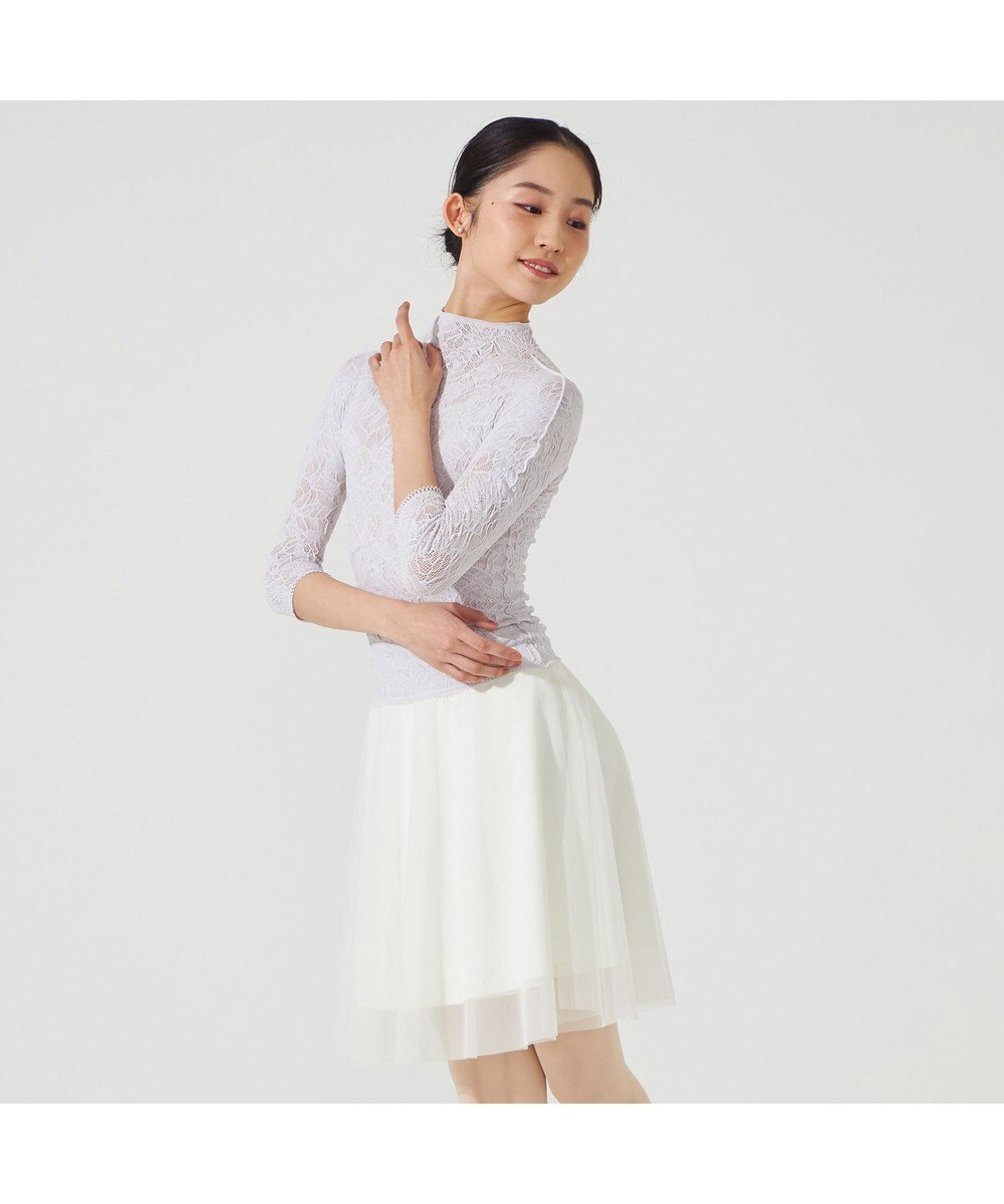 Chacott 【ノーソーイングニット】ローズシアーレースハイネックトップ 