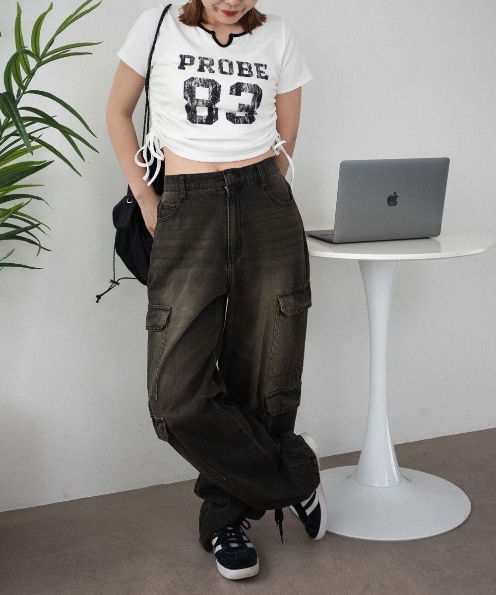 WEGO キーネックサイドレースアップちびT 