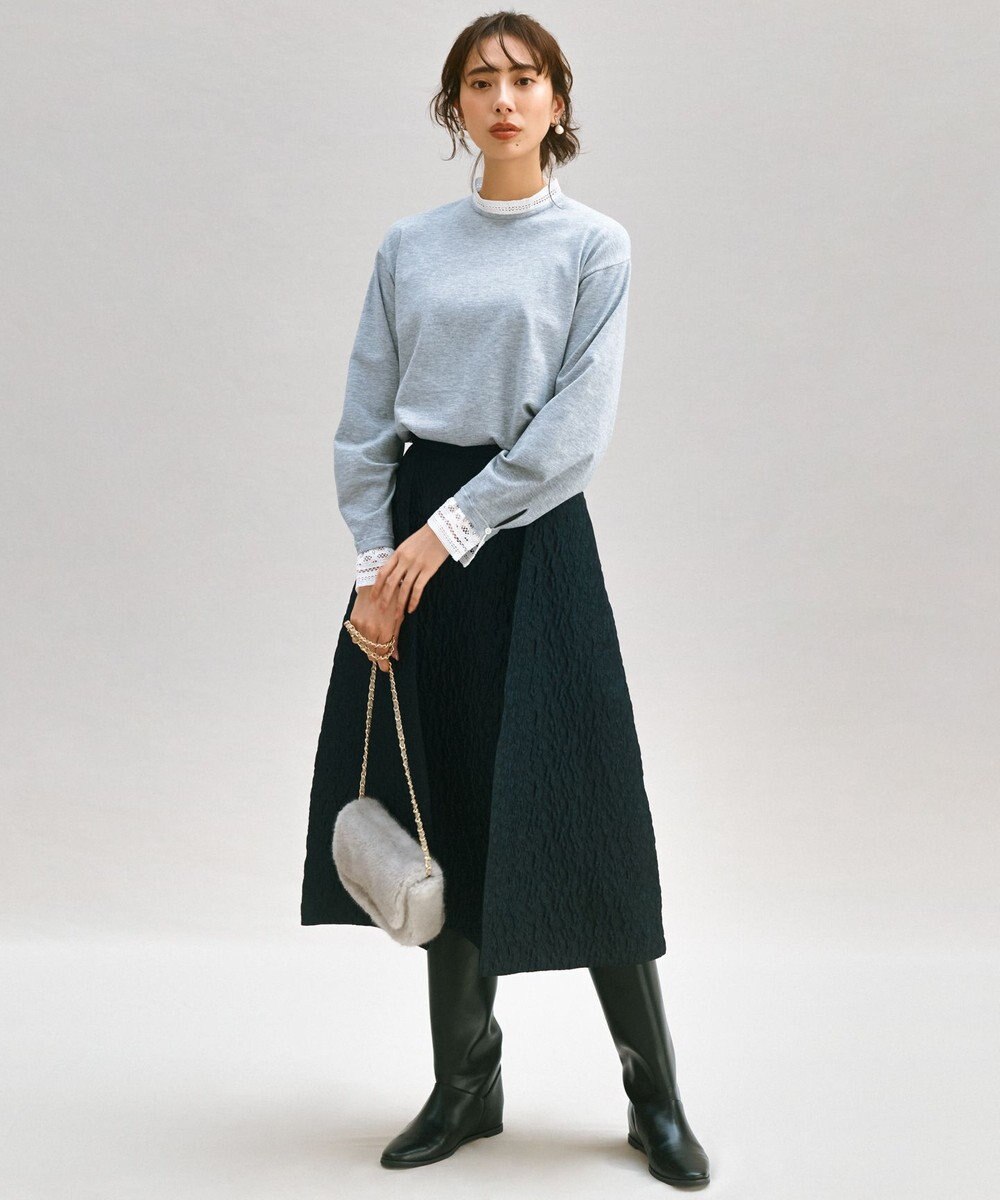 23区 S 【洗える】ヴィスコースストレッチ レースコンビ ニット 