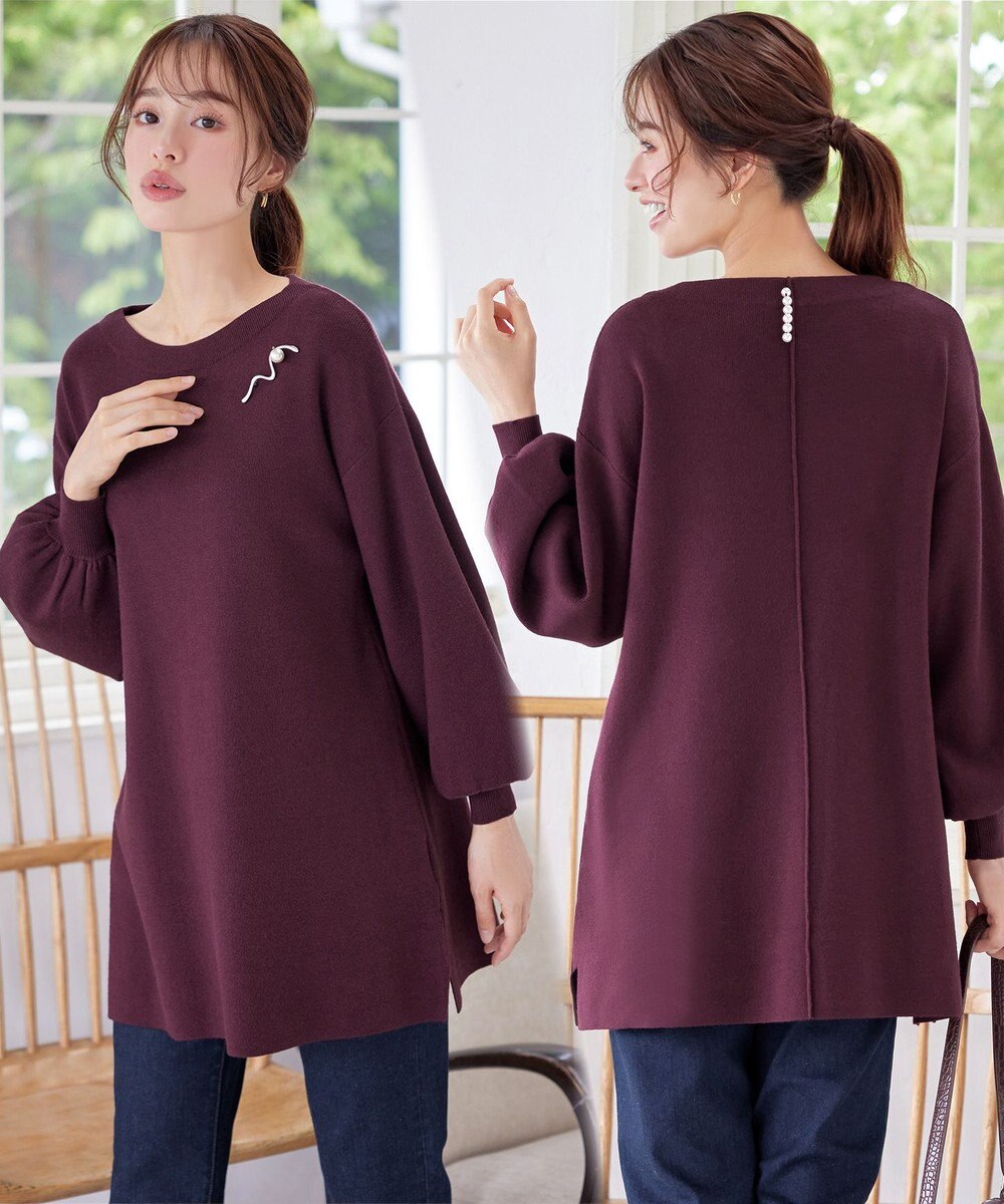 Tiaclasse L 【安田美沙子さん着用・洗える】ボリュームパフスリーブニットチュニック 