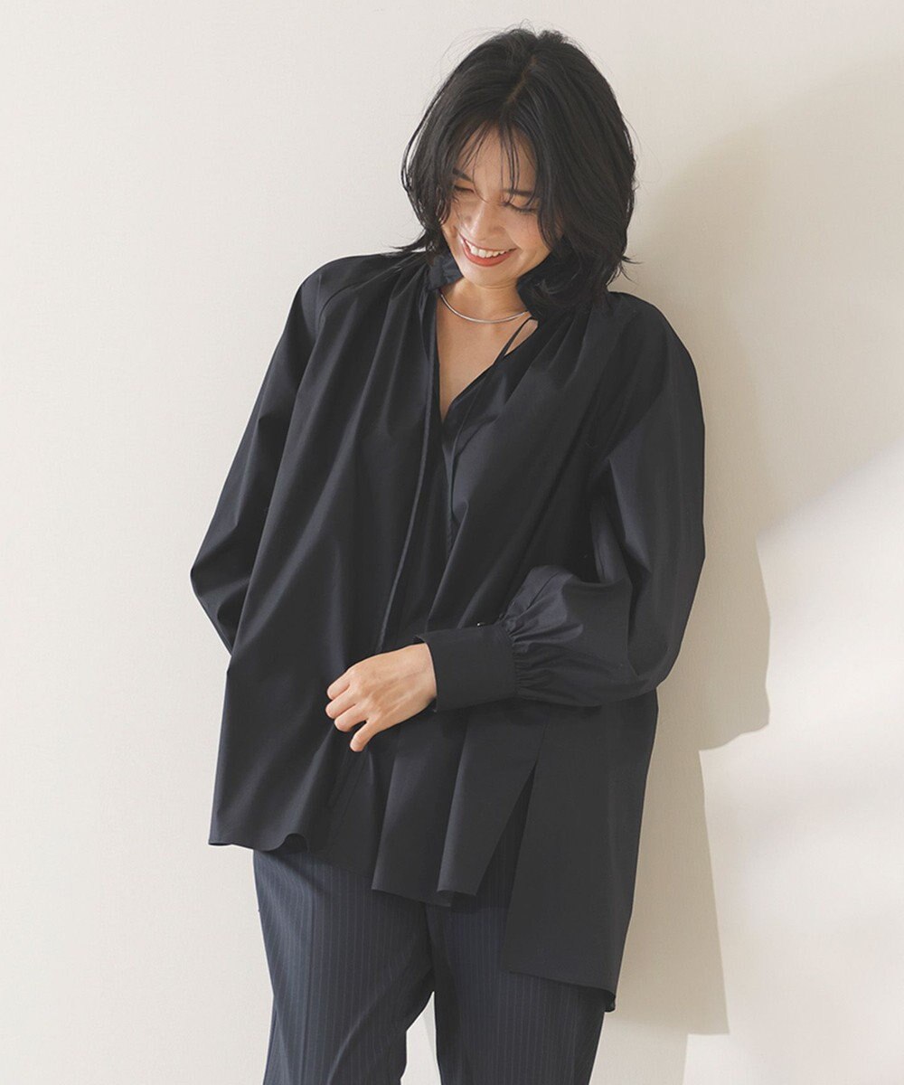 UNFILO ギャザーオーバーブラウス 