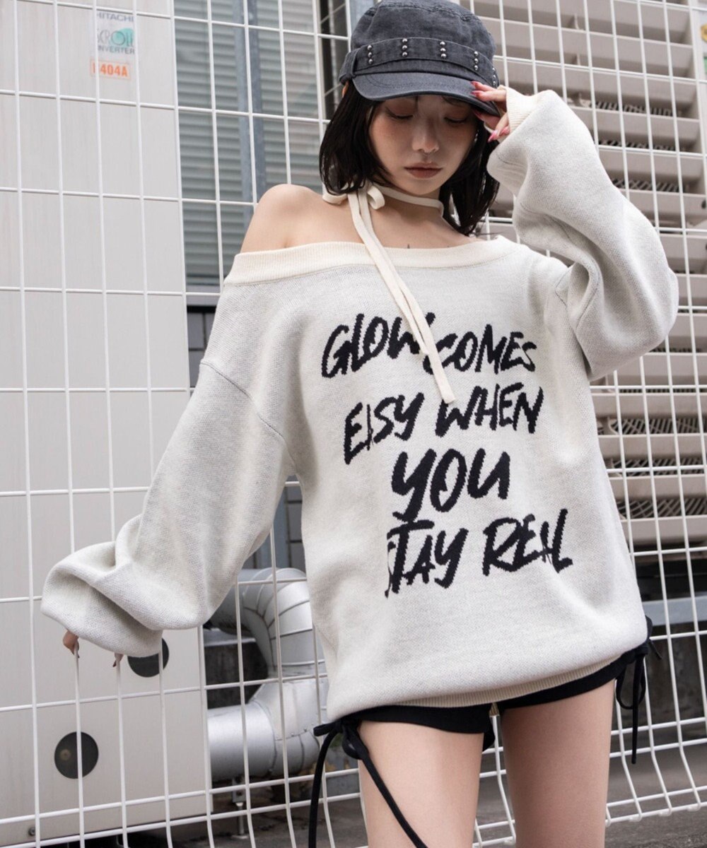 WEGO 2WAYショルダーリボンニット 