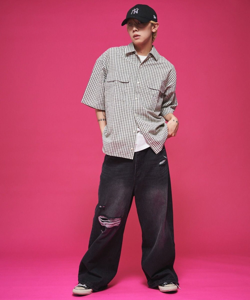 WEGO 【ユニセックス着用ITEM】ミニマムチェックロゴシャツ（SS） 