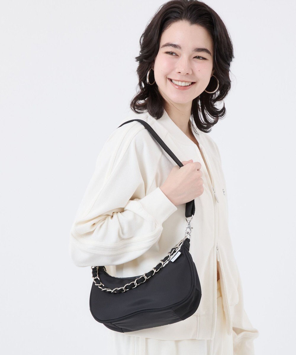 LeSportsac CHAIN SMALL CONV HOBO/ブラックサテンスナイデル 