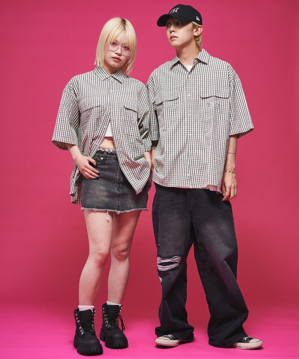 WEGO 【ユニセックス着用ITEM】ミニマムチェックロゴシャツ（SS） 