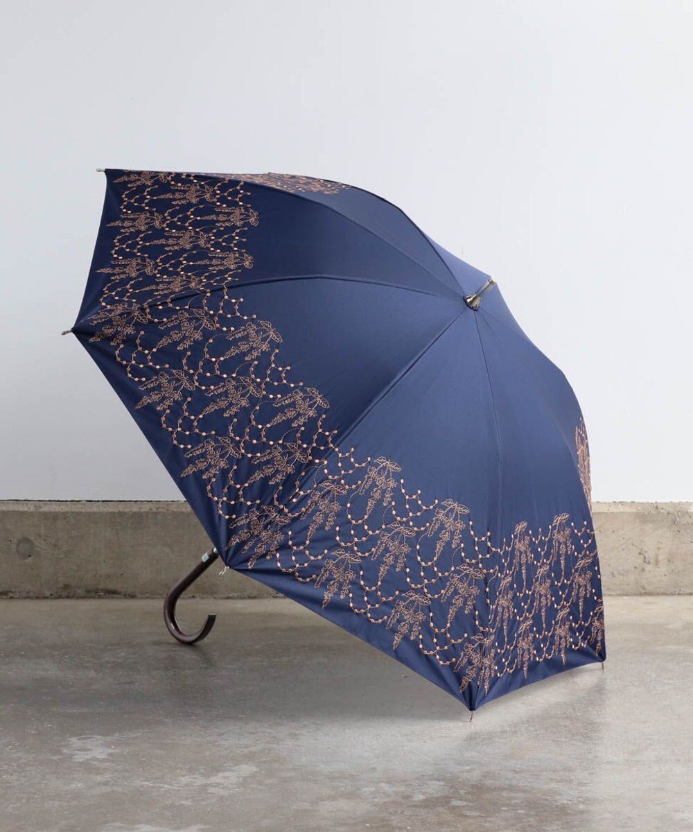 AND WOOL 〈UVカット率99%以上・一級遮光生地・晴雨兼用〉イラカ刺繍の日傘 （長傘タイプ） 