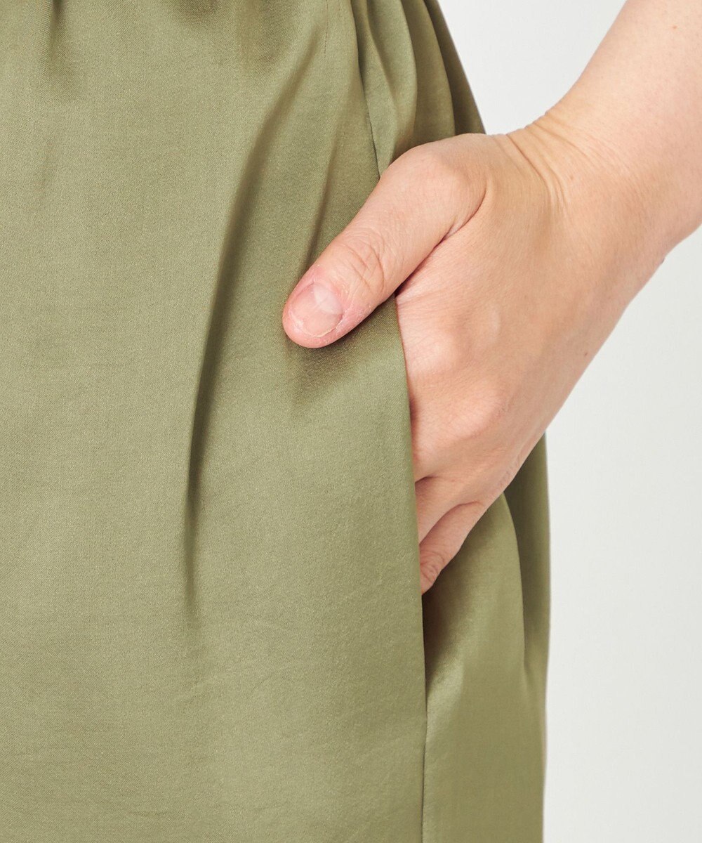 NAVE 【Nave・洗える/ウエストゴム】ヴィンテージサテン ワイドパンツ 