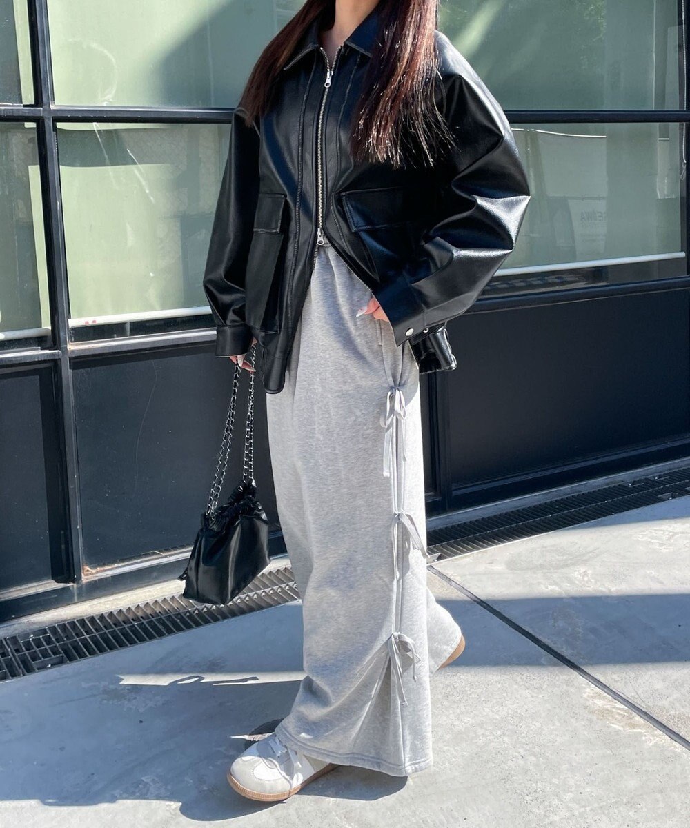 WEGO 【裏起毛】サイドリボンスウェットパンツ 