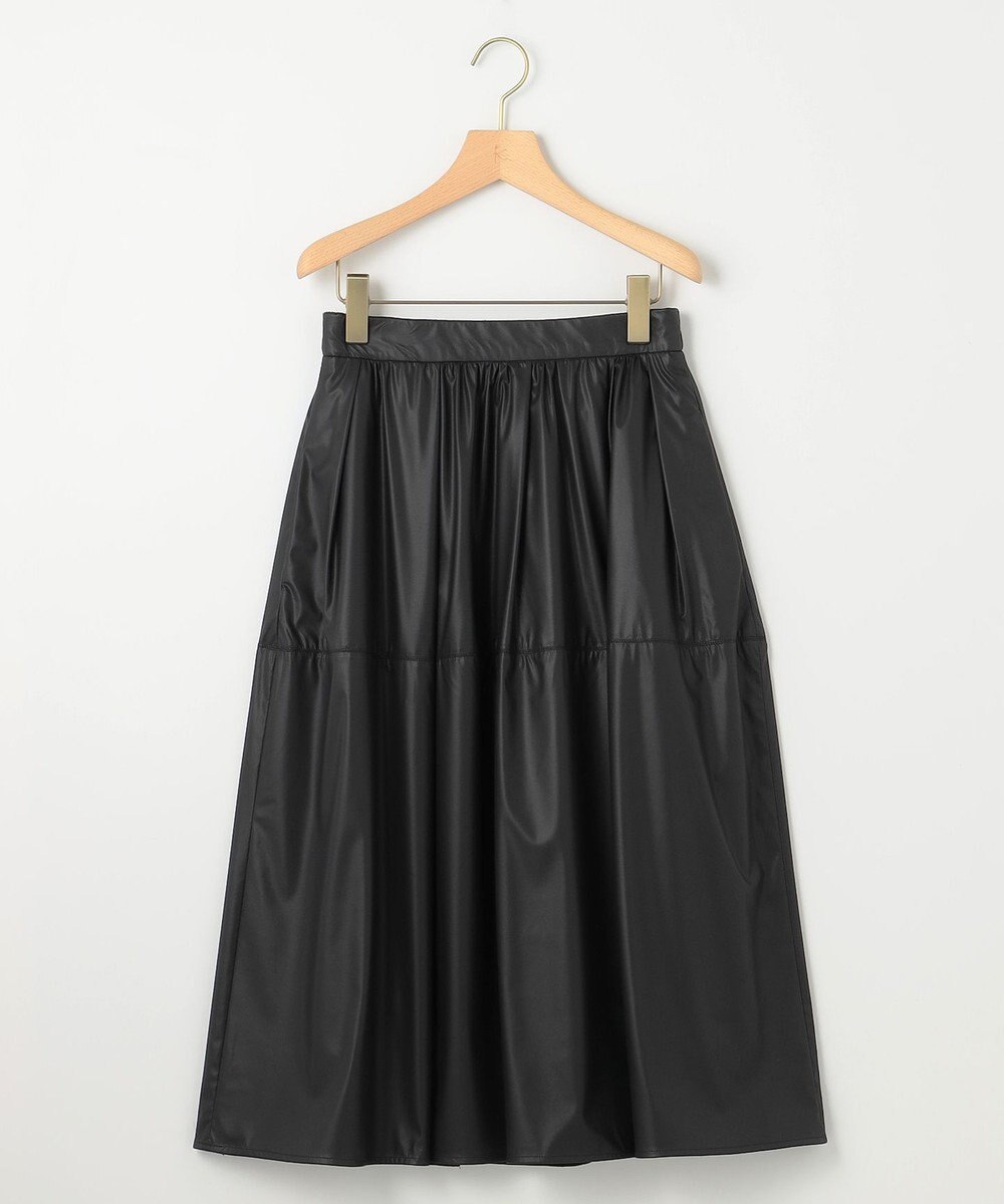 組曲 レザーライクライト タックギャザースカート 