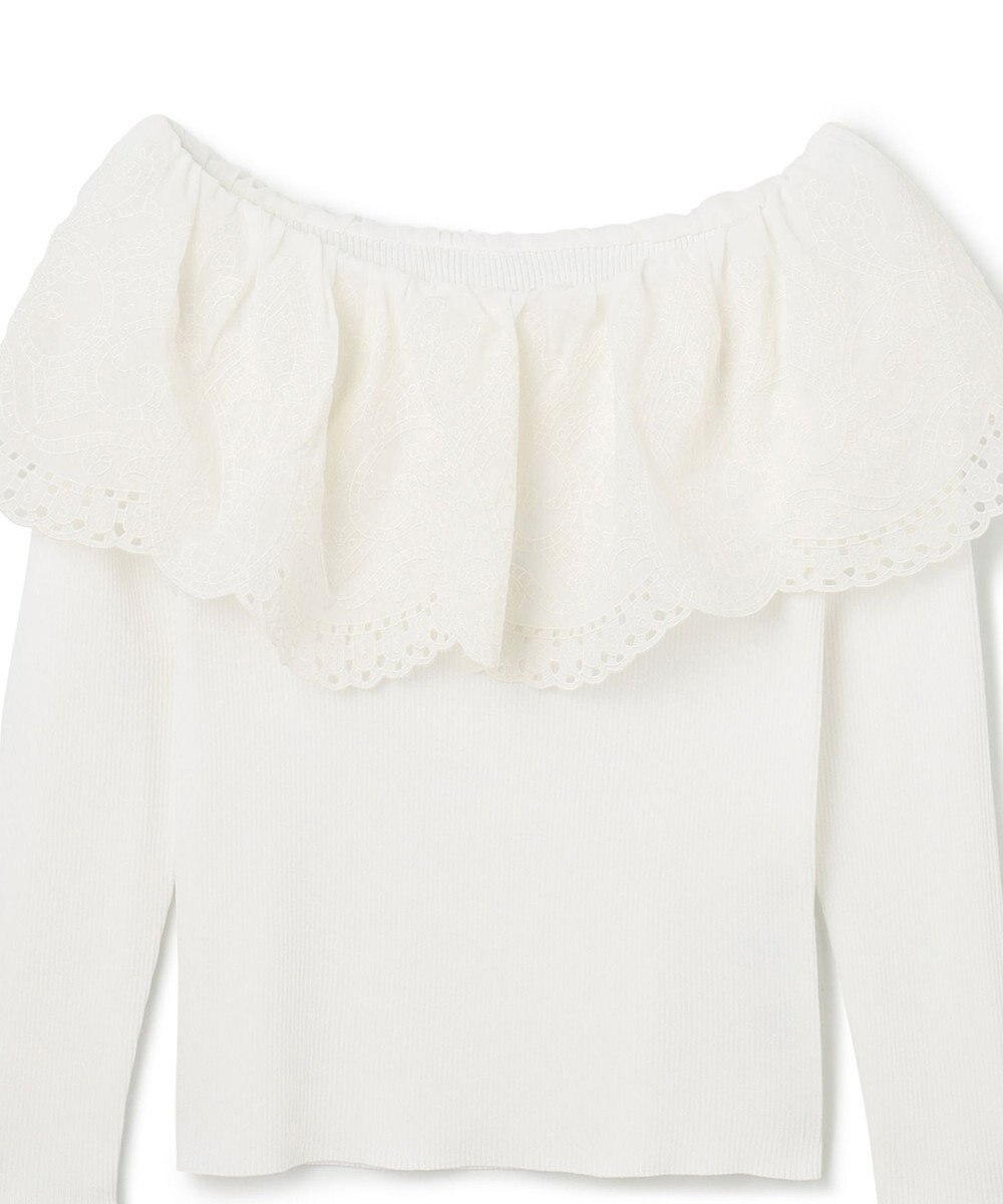 GRACE CONTINENTAL カットワークリブニットトップ 