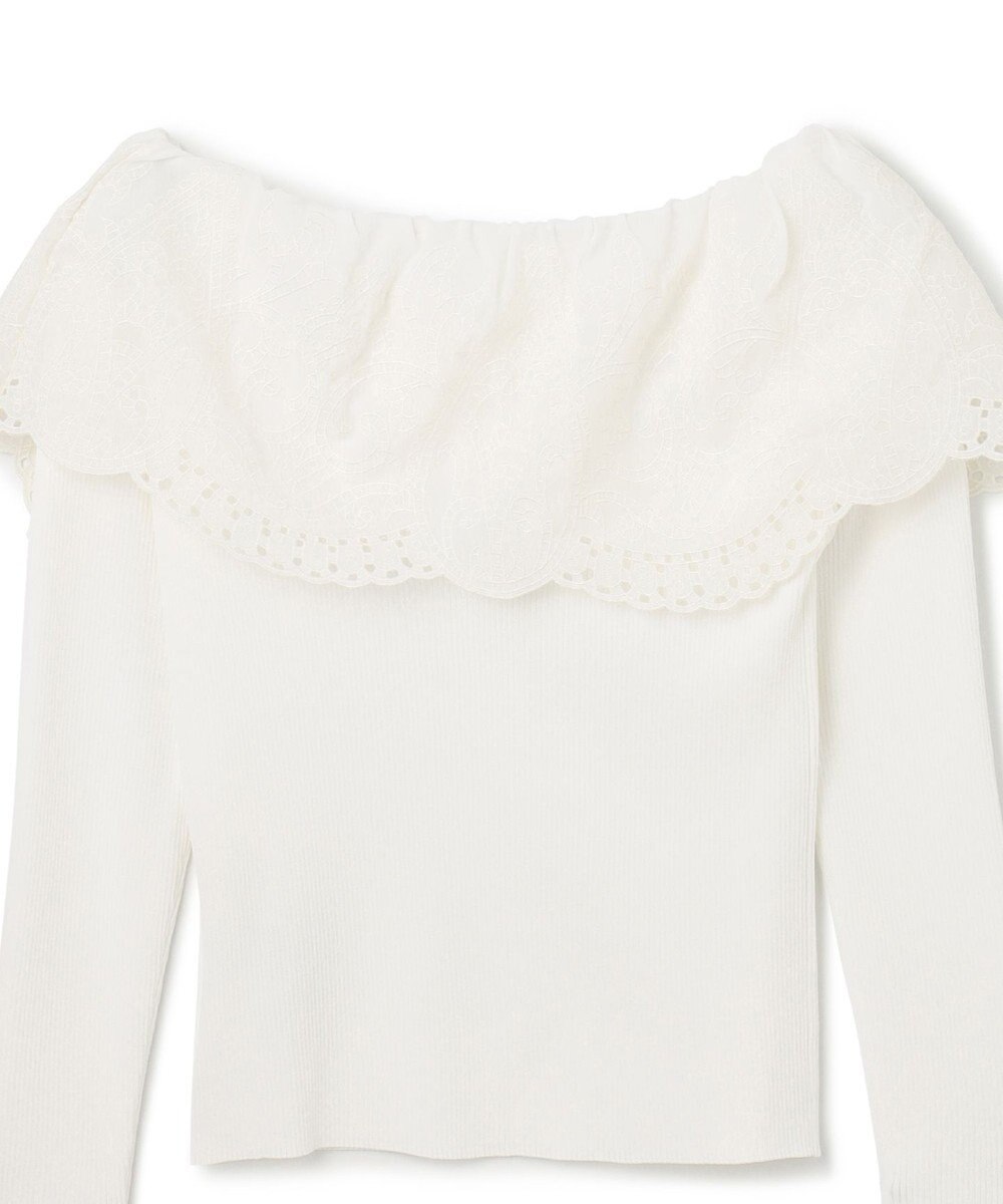 GRACE CONTINENTAL カットワークリブニットトップ 