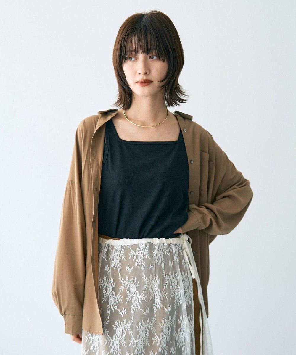 YECCA VECCA バックギャザーロングシャツ 