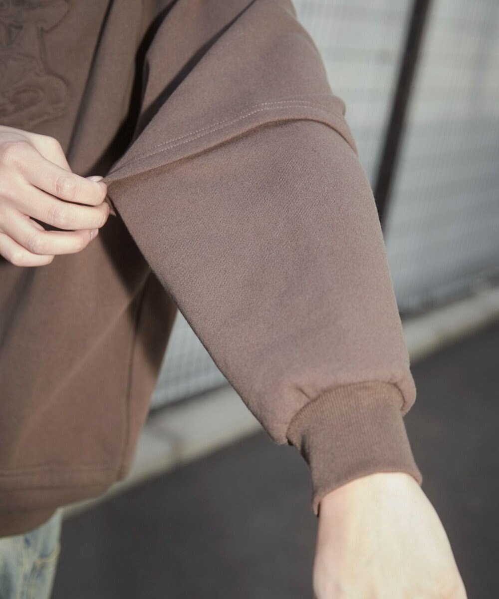 WEGO 【ユニセックス着用ITEM】ダメージアップリケレイヤードZIPパーカー 