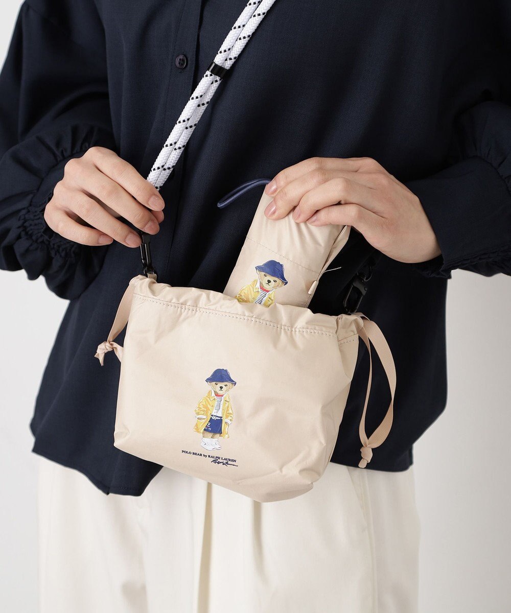 MOONBAT 【遮光率100％/UV100％/遮熱】POLO RALPH LAUREN(ポロ ラルフローレン)BEAR ポロベア ポーチ入り 無地 5段折りたたみ傘 晴雨兼用日傘 