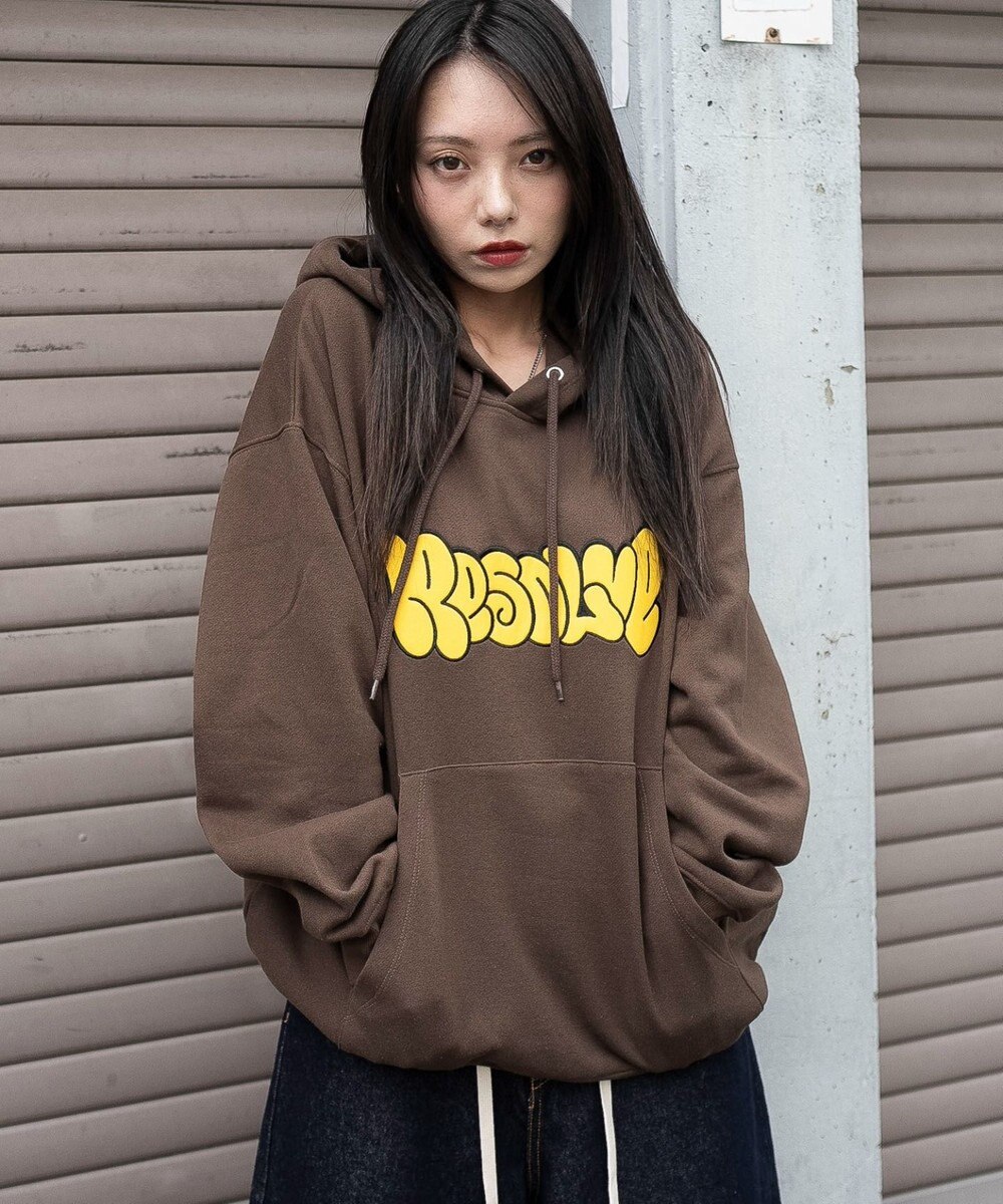 WEGO 【ユニセックス着用ITEM/SMLサイズ展開】グラフィックロゴプルパーカー 