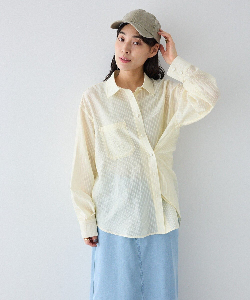 CRAFT STANDARD BOUTIQUE 【2点SET】スカーフ付きシアーストライプシャツ 