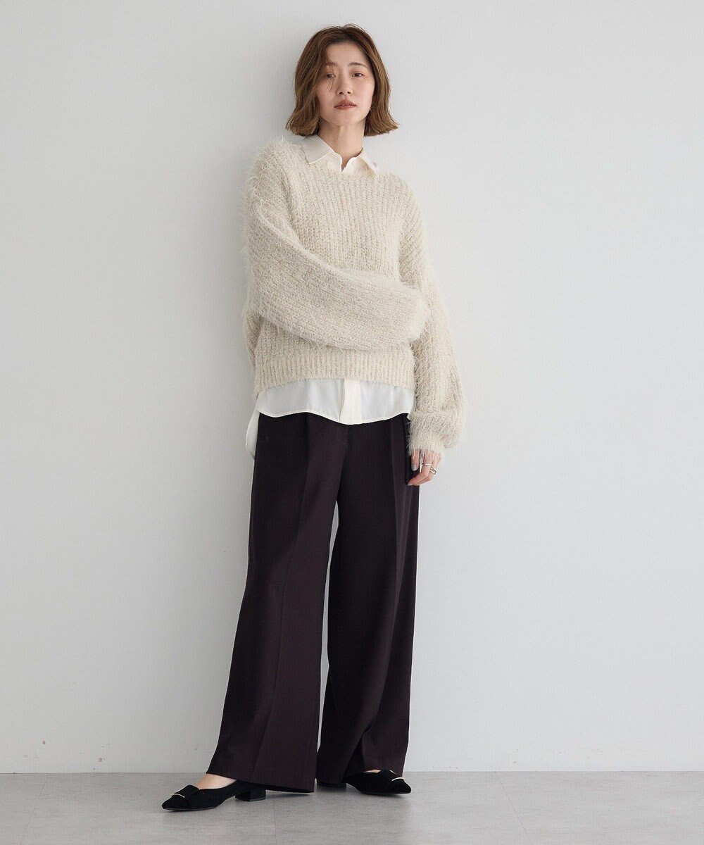 YECCA VECCA ラメシャギーボートネックニット 