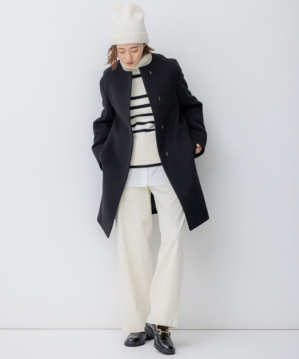 23区 S ウールカシミヤビーバー ノーカラー コート 