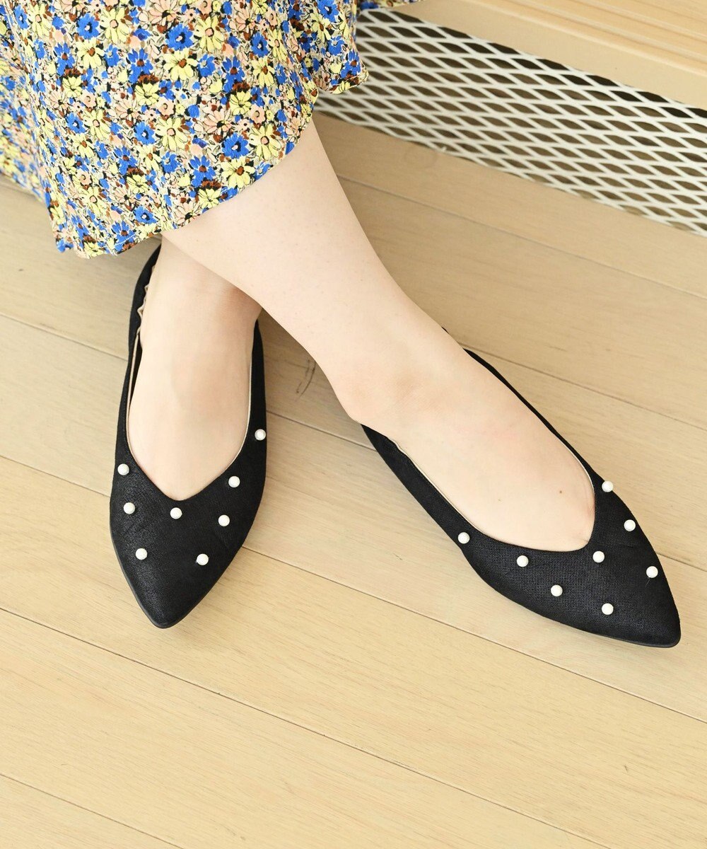 nouvelleRobe Oū 【本革・高反発】Pearl decoration ポインテッドトゥパンプス 