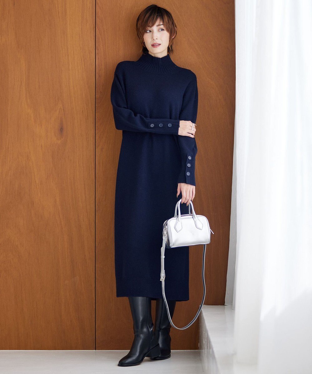 ICB 【WEB限定カラーあり・洗える】 ソフトカシミヤミックス ハイネックワンピース 