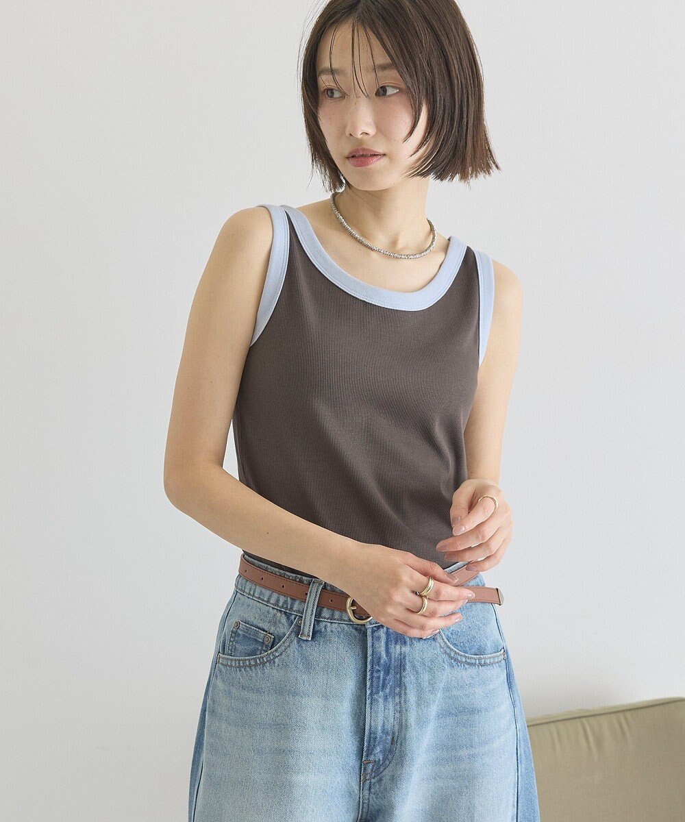 AMERICAN HOLIC バイカラーテレコタンクトップ 