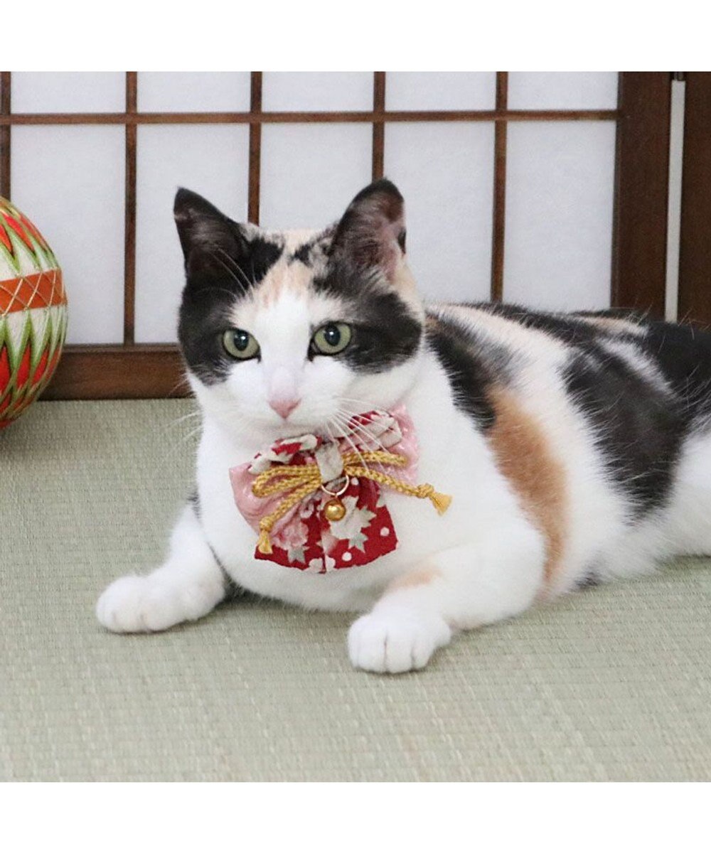 PET PARADISE ペットパラダイス 和帯 ねこ首輪 《赤》 小 / 中 