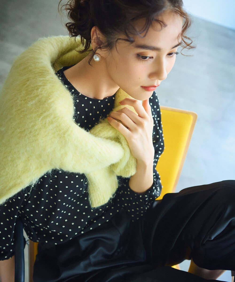 UNFILO アルパカシャギー Vネックカーディガン 