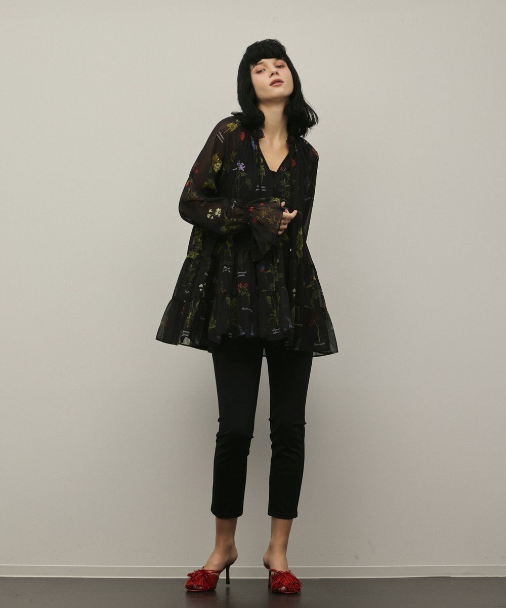 GRACE CONTINENTAL ボタニカルプリントチュニックトップ 