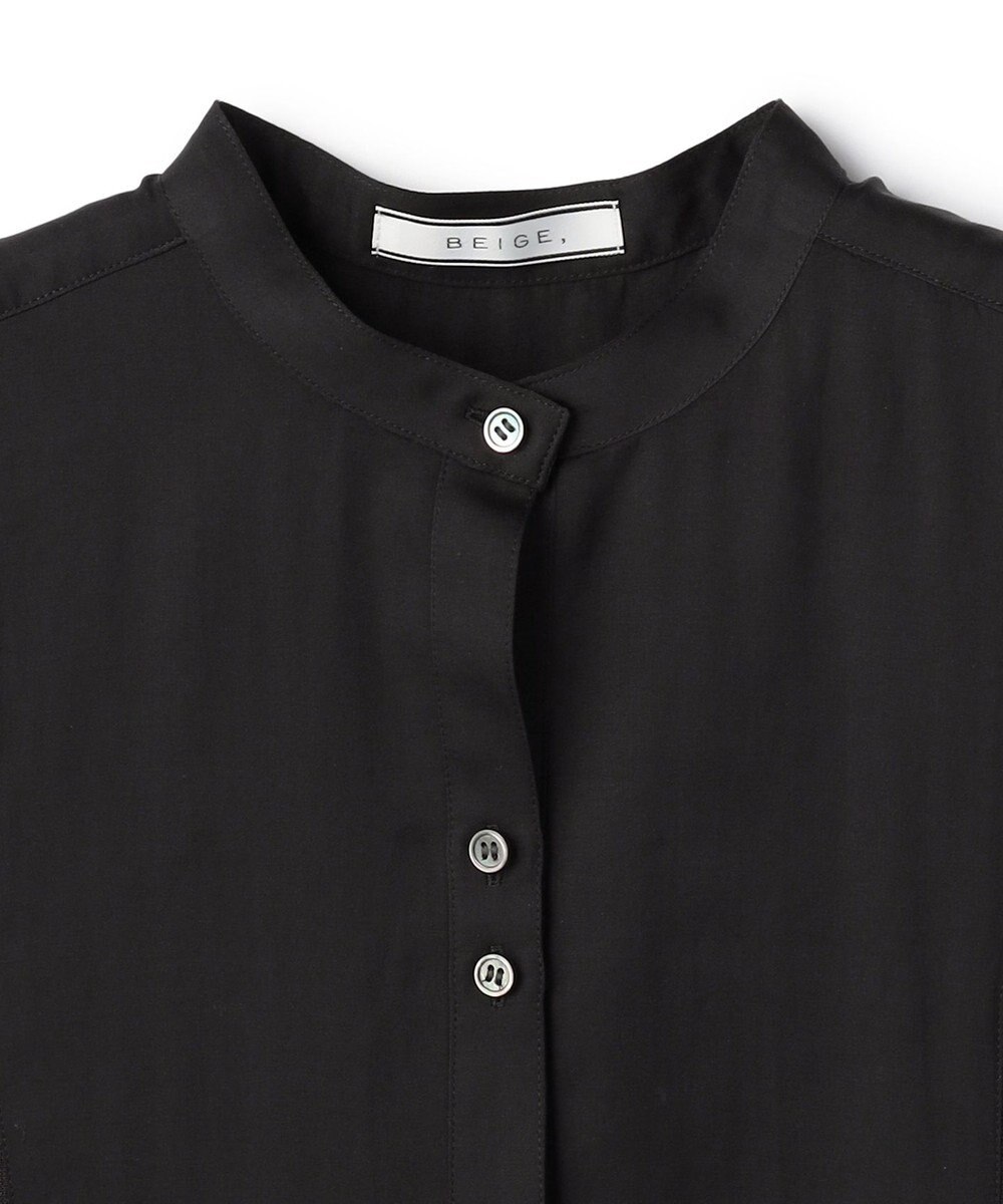 BEIGE， GOSHE / サテン切替 シアースタンドブラウス 