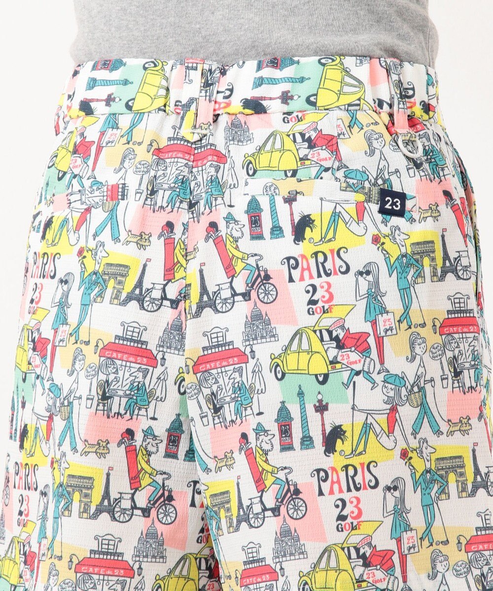 23区GOLF 【WOMEN】【ストレッチ】25周年 イラストレーターコラボ総柄 ショートパンツ 