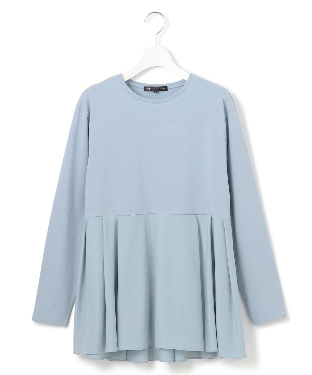 23区 S 【ご好評につき新色追加】ナチュラルコットンベアコンビ ペプラム カットソー 