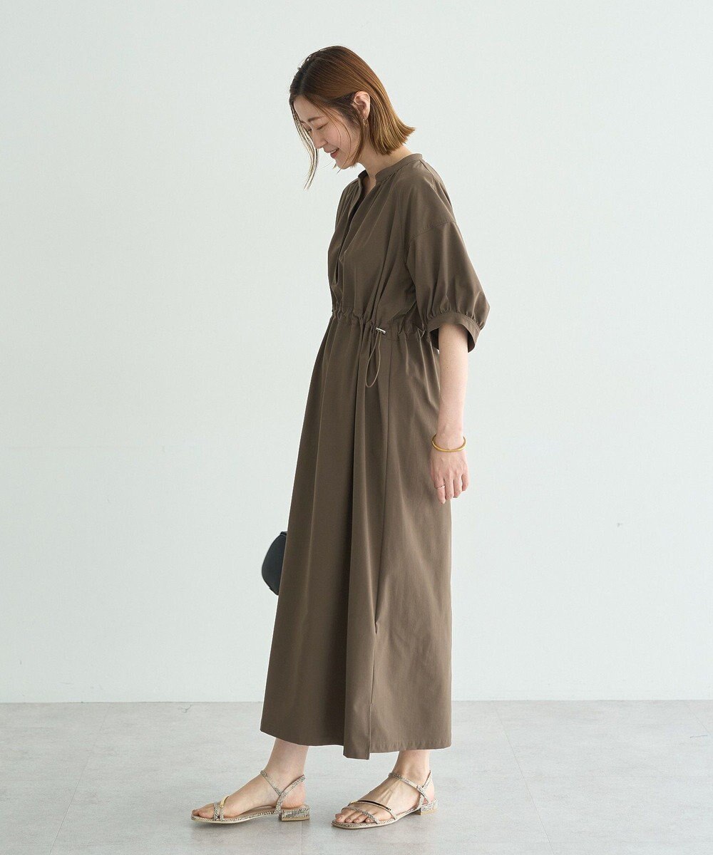 YECCA VECCA <<UVカット>>ドロストギャザー袖ワンピース 