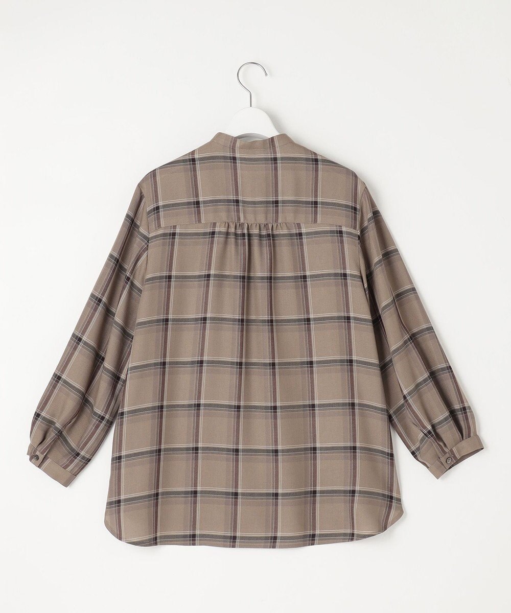 J.PRESS LADIES 【洗える】ハイツイストチェック バンドカラー ブラウス 