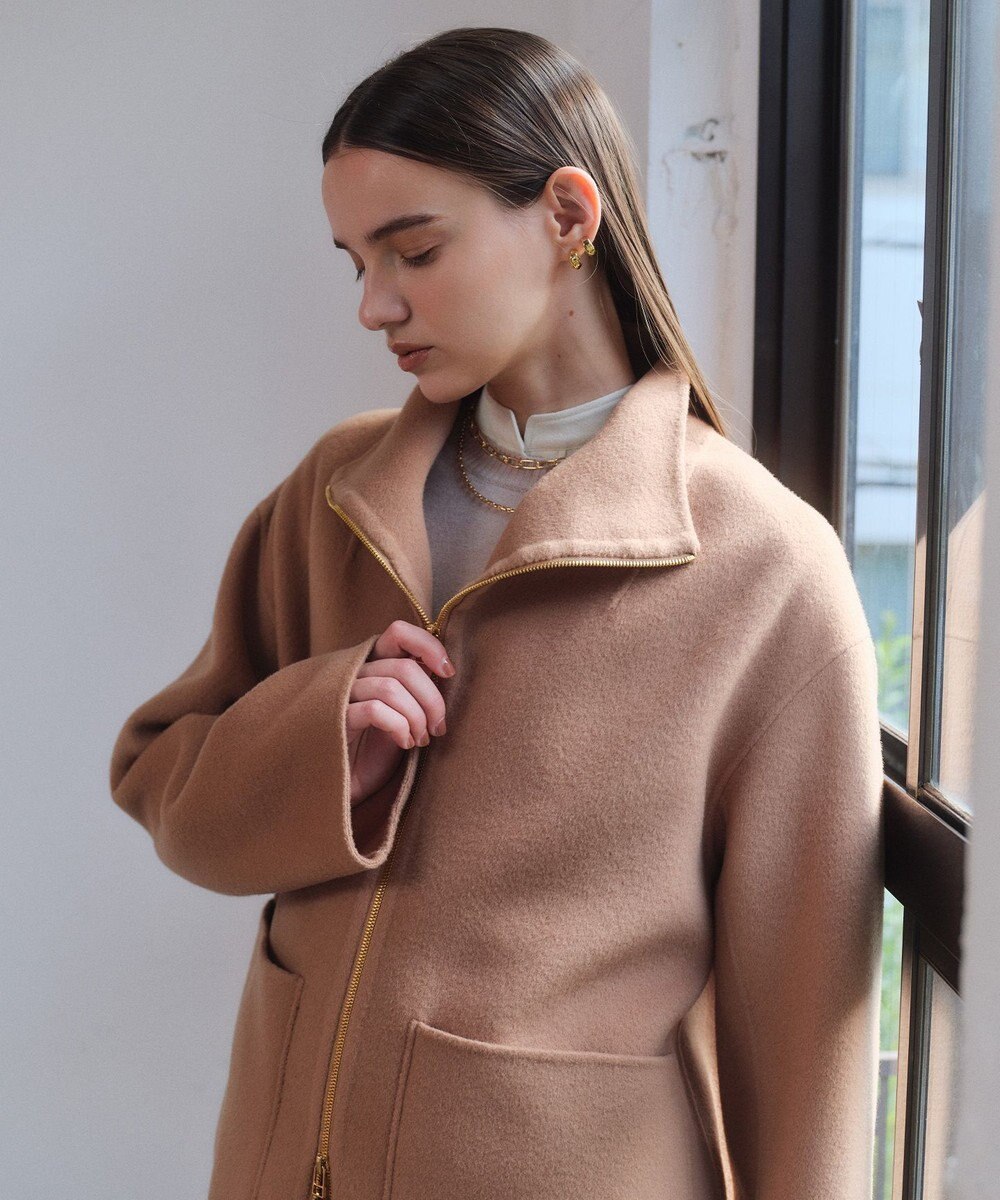 BEIGE， ZION / ウールスタンドカラーショートコート 