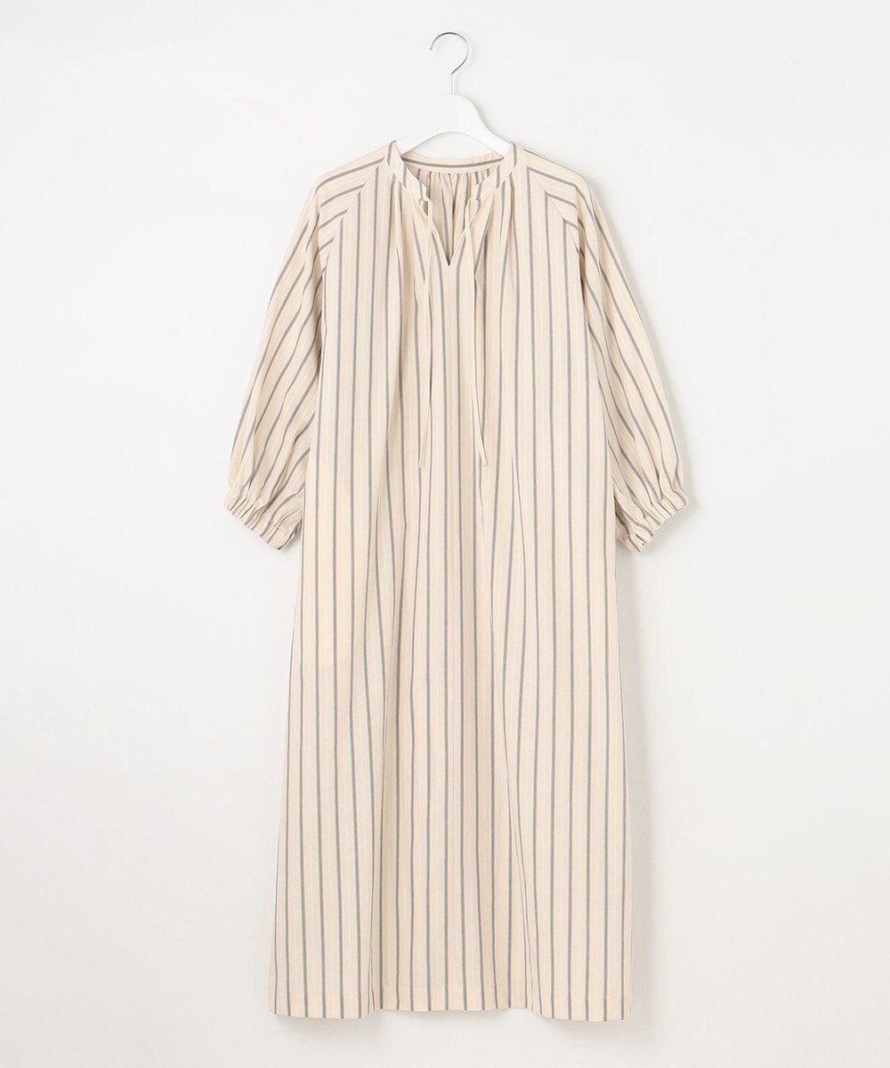 23区 【SLOW/洗える】コットンナイロンストライプ カフタン ワンピース 