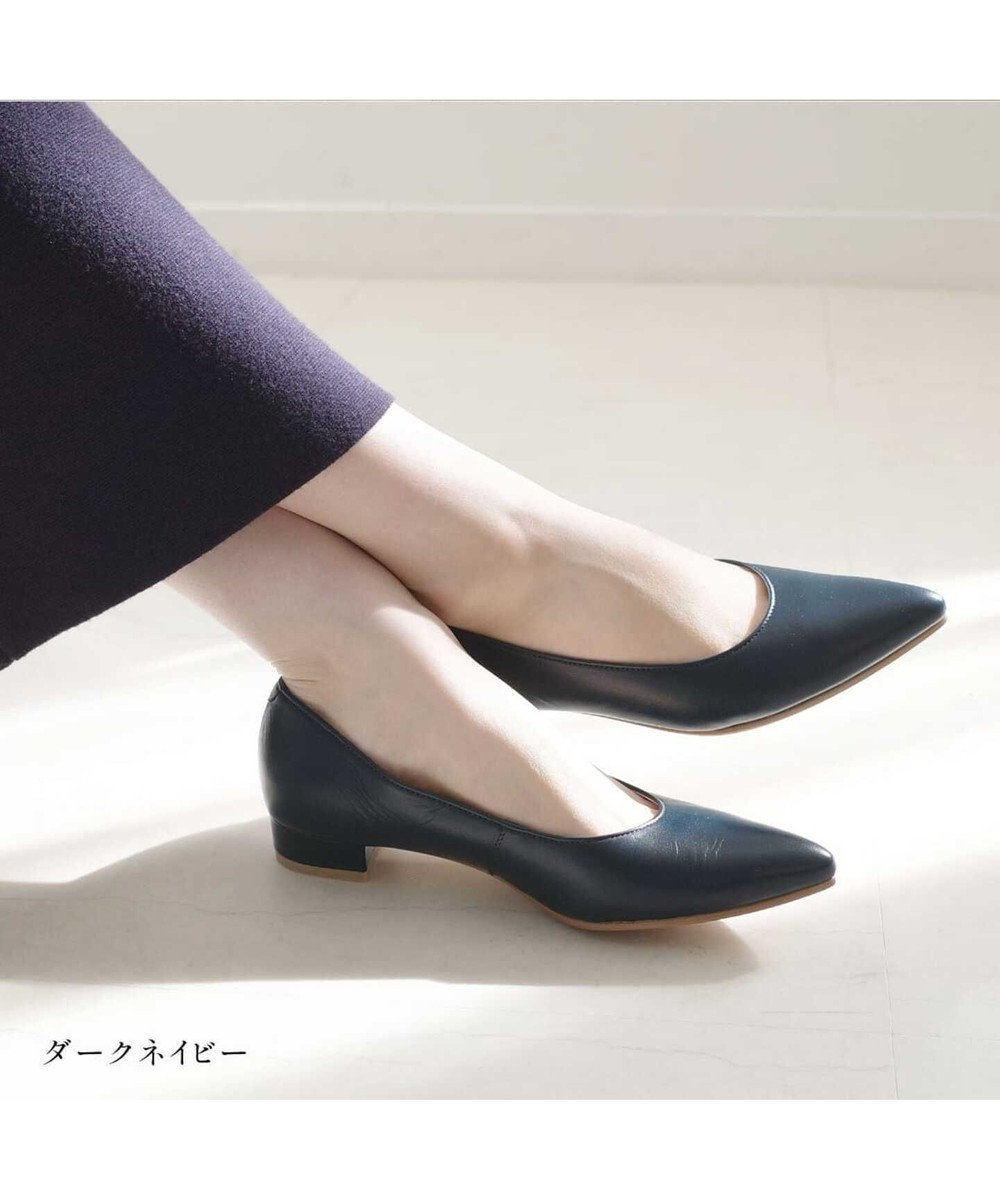 Pointer 日本製 本革美脚ローヒールパンプス 