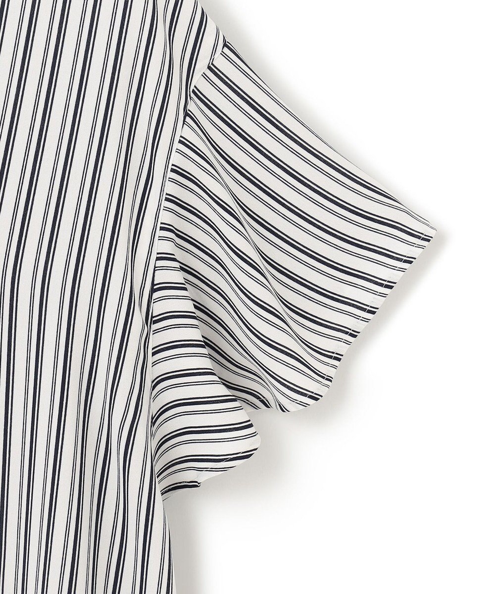 23区 【洗える】ランダムストライププリント キーネック ブラウス 