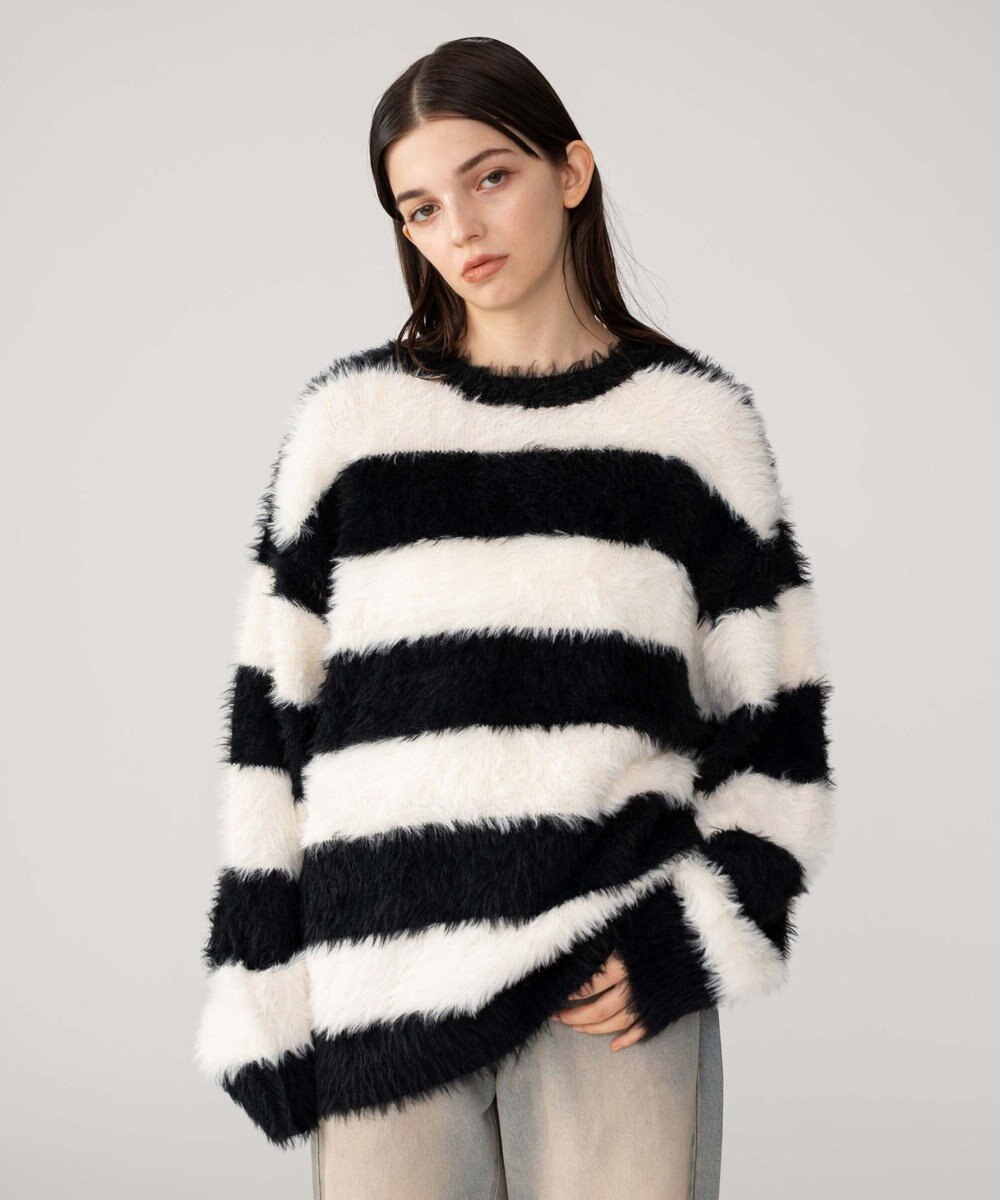 WEGO 【2025秋冬新作/ユニセックス着用ITEM/MLサイズ展開】フェザーニットプルオーバー 