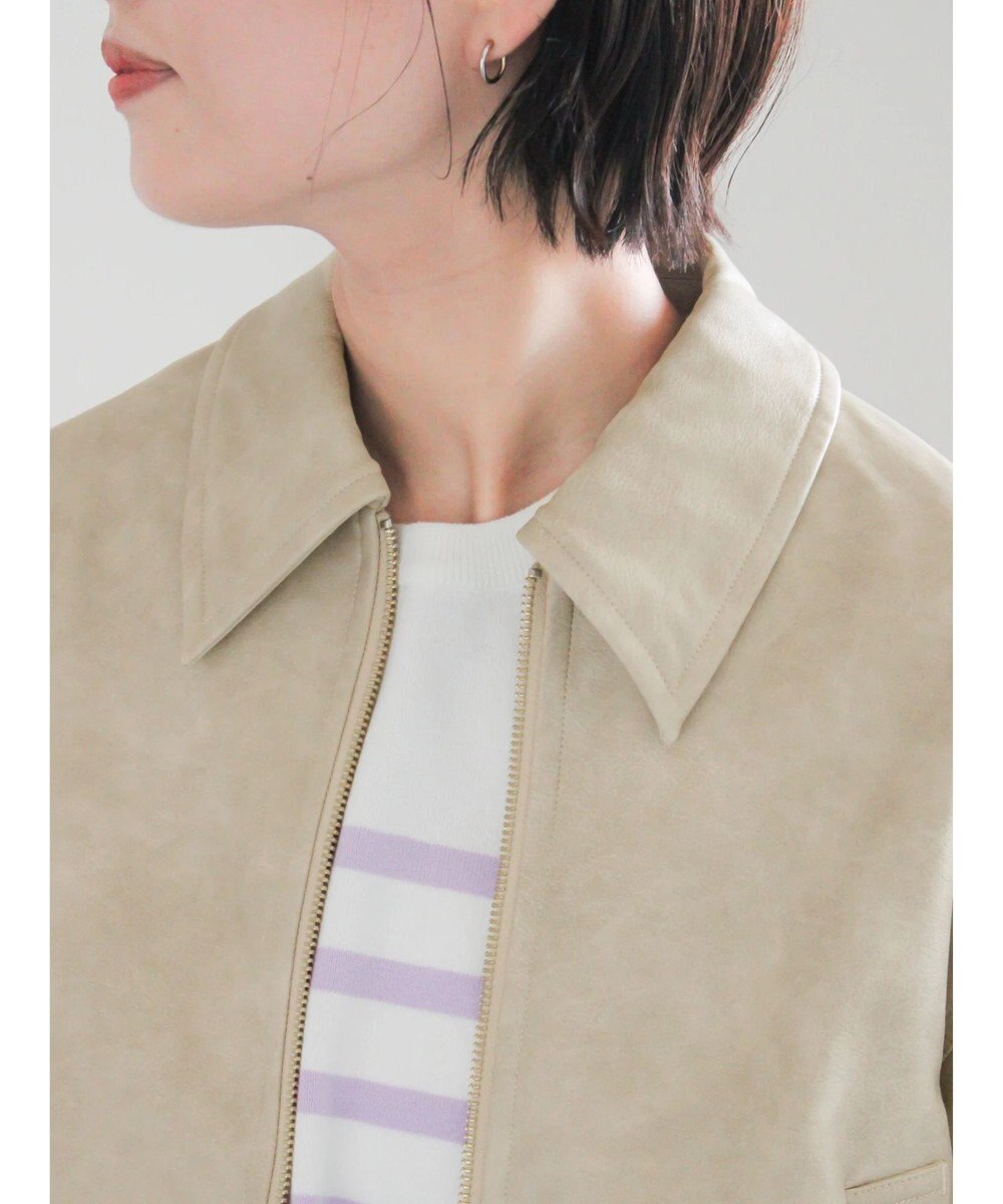 Te chichi フェイクレザークロップドブルゾン 