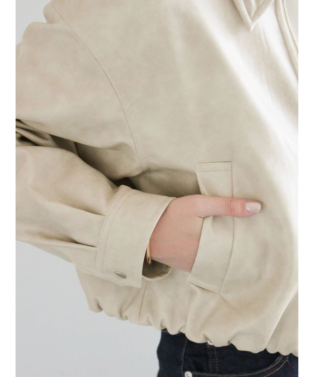 Te chichi フェイクレザークロップドブルゾン 