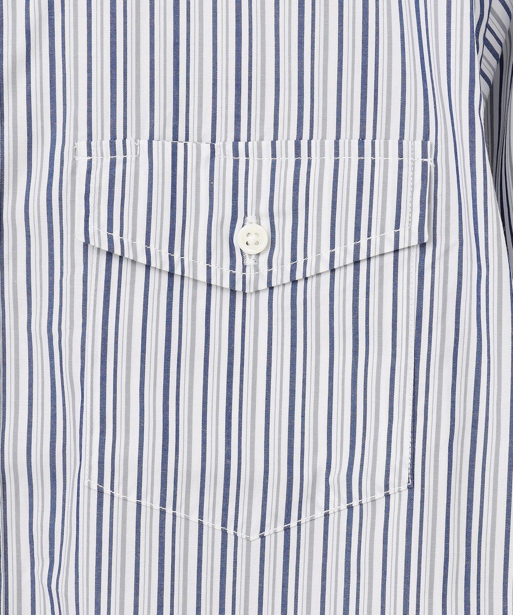 J.PRESS MEN 【KING SIZE】ポプリンマルチストライプ バンドカラーシャツ 