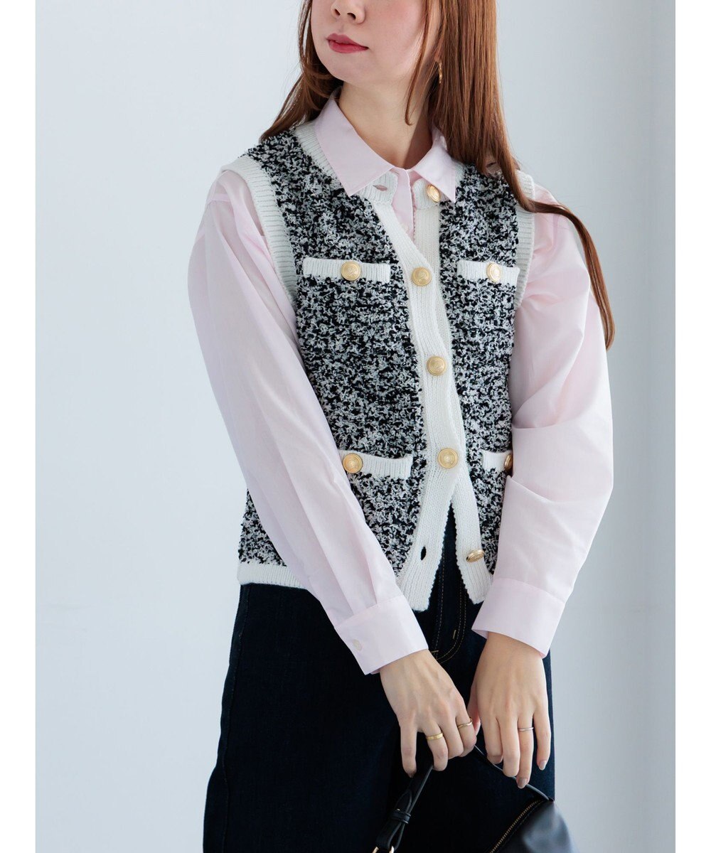 Te chichi ツイードニットベスト 