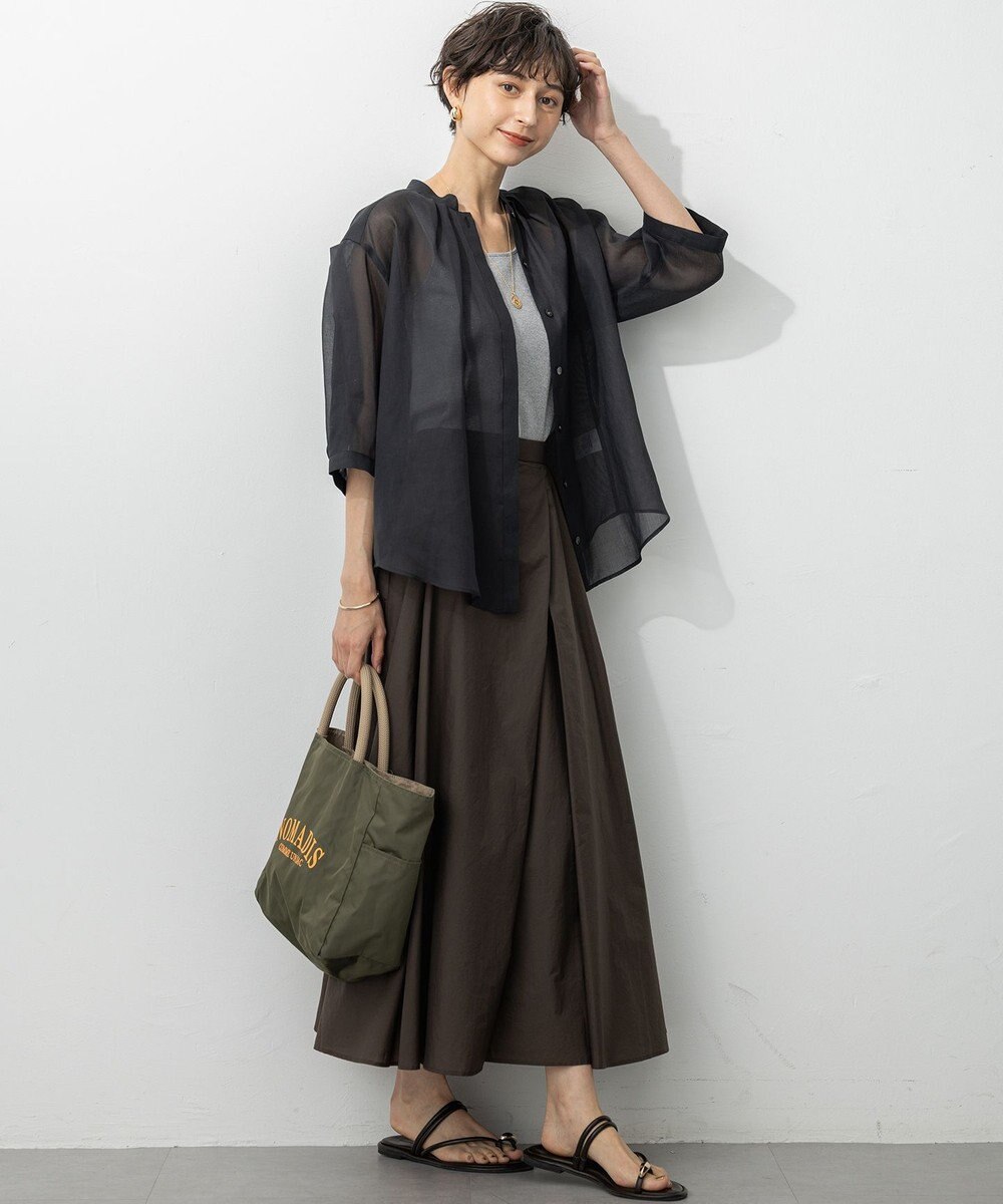 23区 L 【洗える】シアービエラ タックデザイン ブラウス 