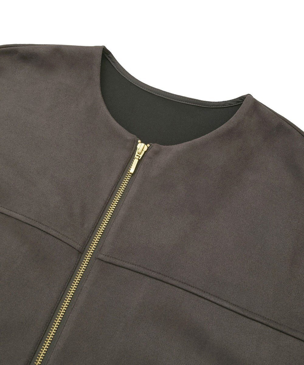 YECCA VECCA サイドプリーツノーカラーブルゾン 