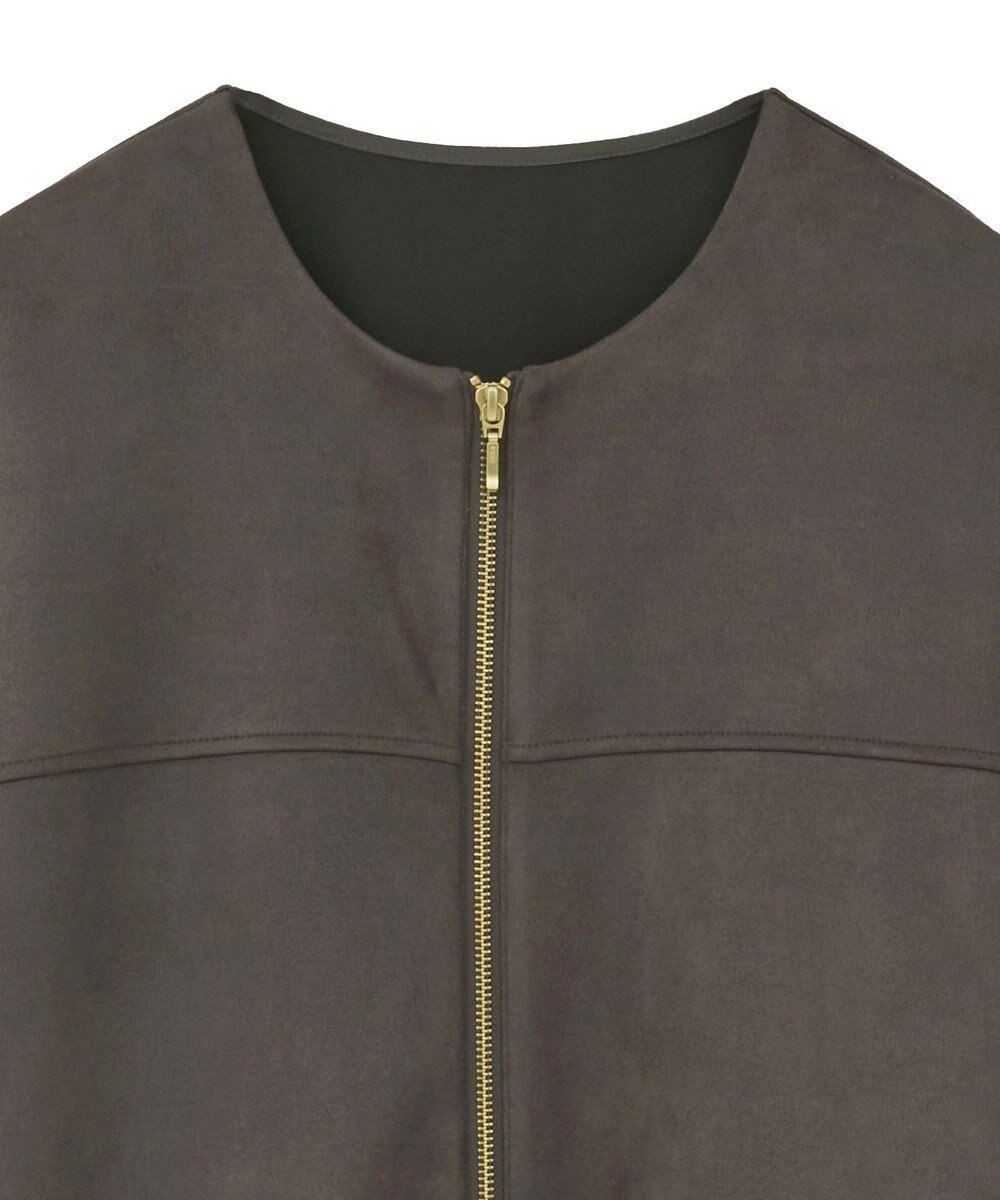 YECCA VECCA サイドプリーツノーカラーブルゾン 