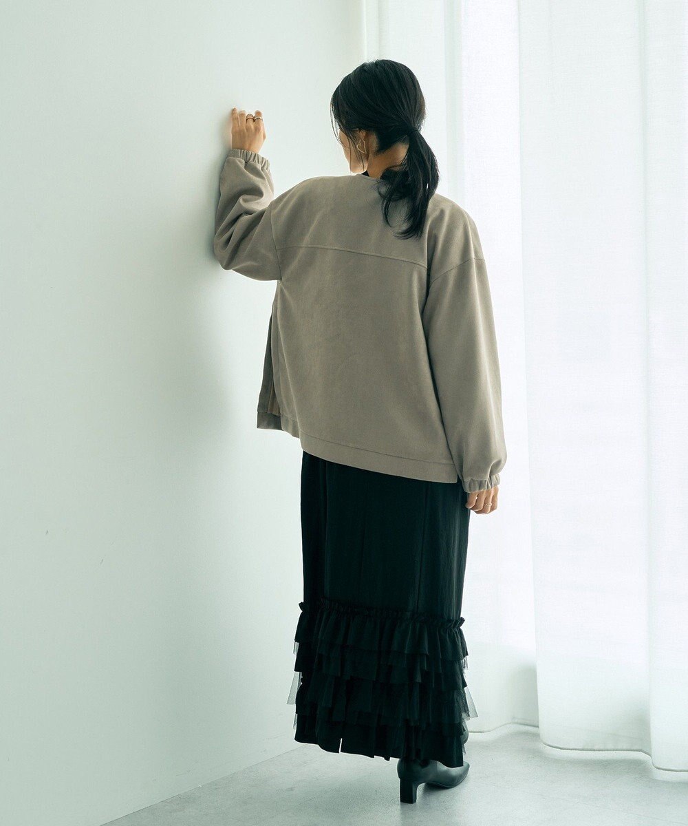 YECCA VECCA サイドプリーツノーカラーブルゾン 