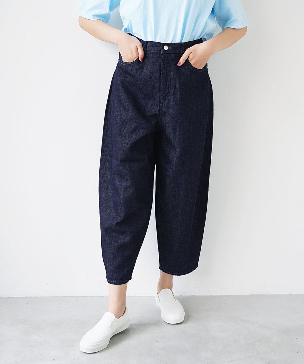 caqu FS linen barrel pants ふんわりリネンテーパードデニム 
